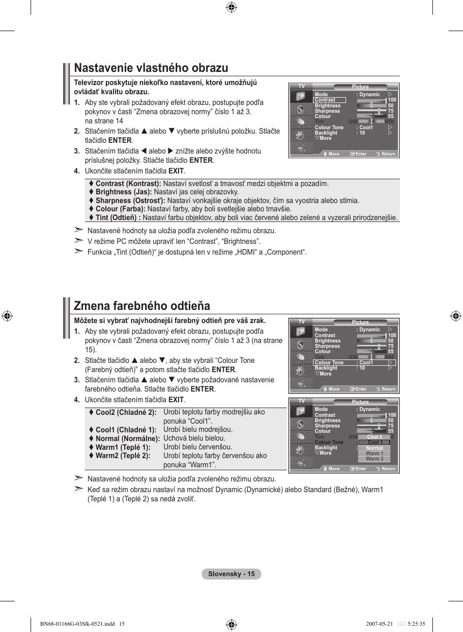 Nastavenie vlastného obrazu, Zmena farebného odtieňa | Samsung LE23R81B User Manual | Page 399 / 463