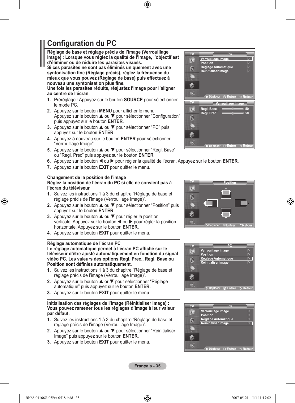 Configuration du pc | Samsung LE23R81B User Manual | Page 75 / 463