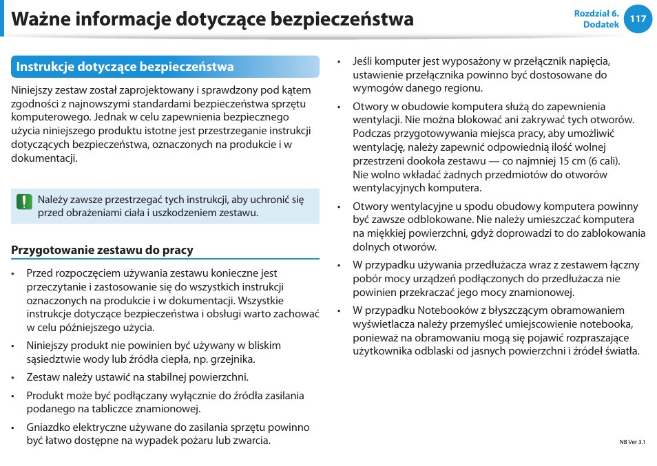 Ważne informacje dotyczące bezpieczeństwa | Samsung NP300E5E User Manual | Page 118 / 146