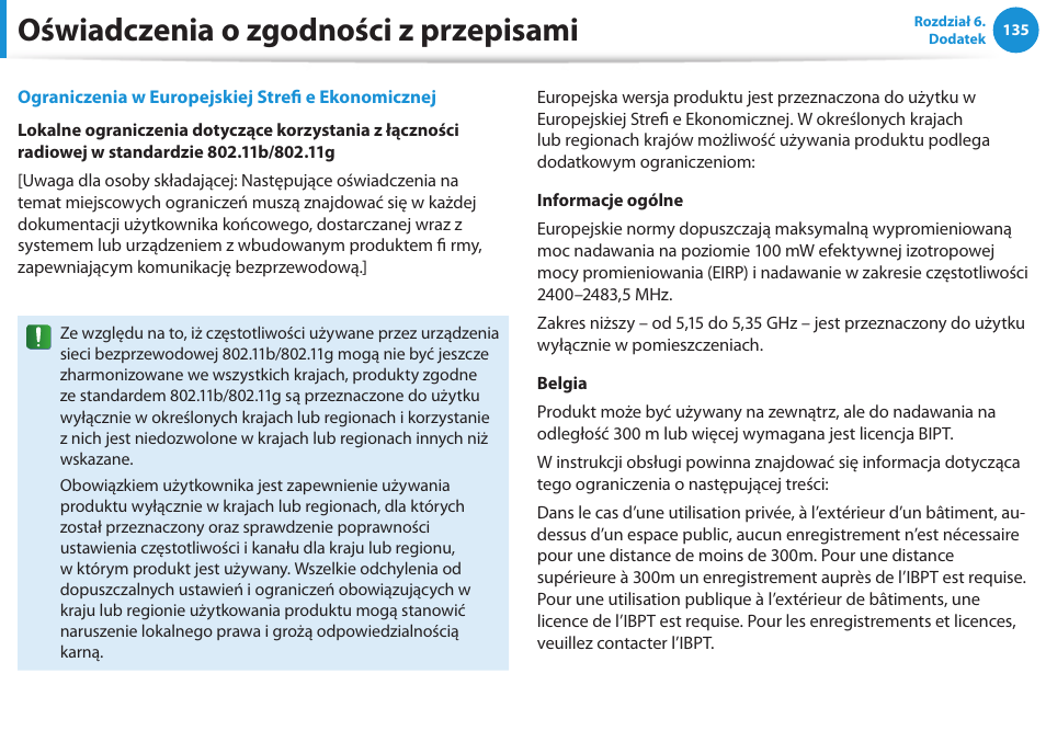 Oświadczenia o zgodności z przepisami | Samsung NP300E5E User Manual | Page 136 / 146