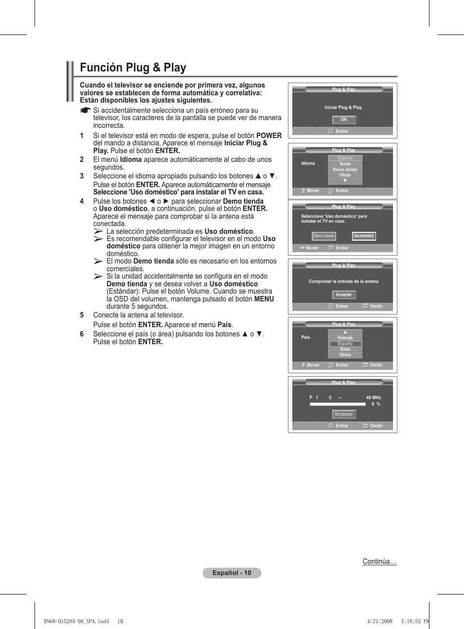 Función plug & play | Samsung PS50A470P1 User Manual | Page 227 / 519