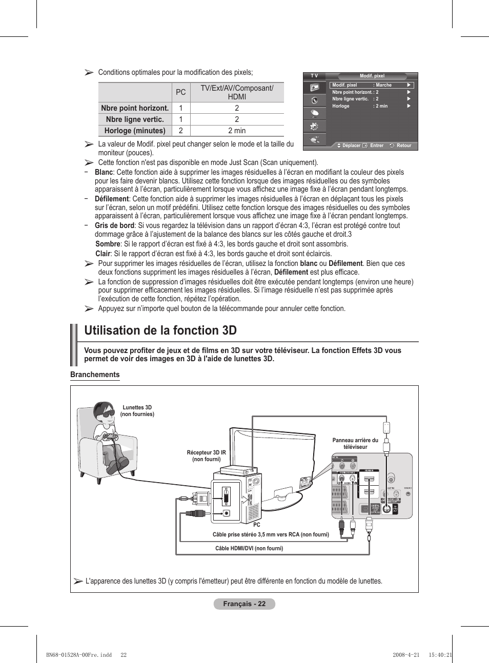 Utilisation de la fonction d | Samsung PS50A470P1 User Manual | Page 66 / 519