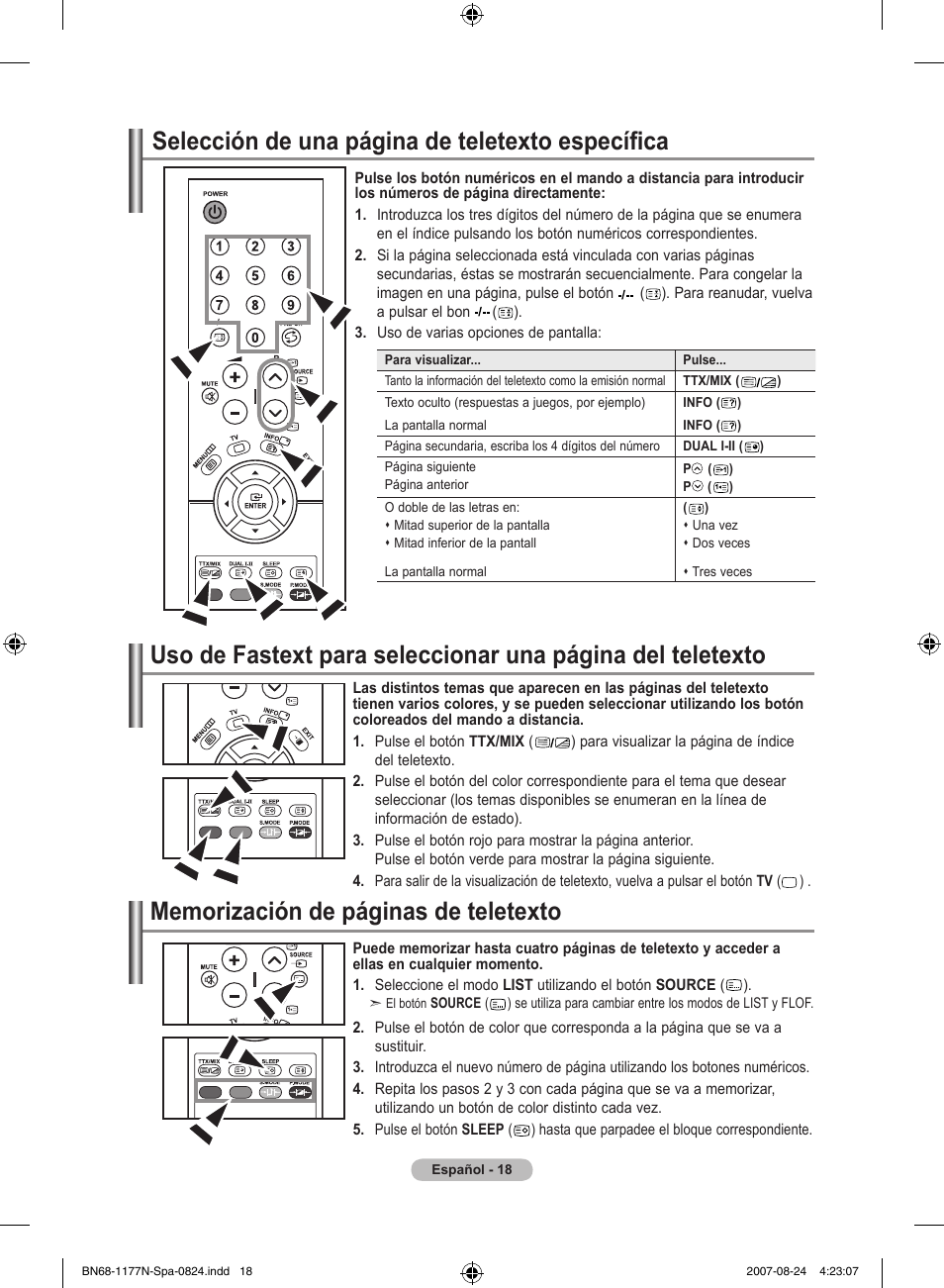 Selección de una página de teletexto específica | Samsung LE20S81B User Manual | Page 132 / 271
