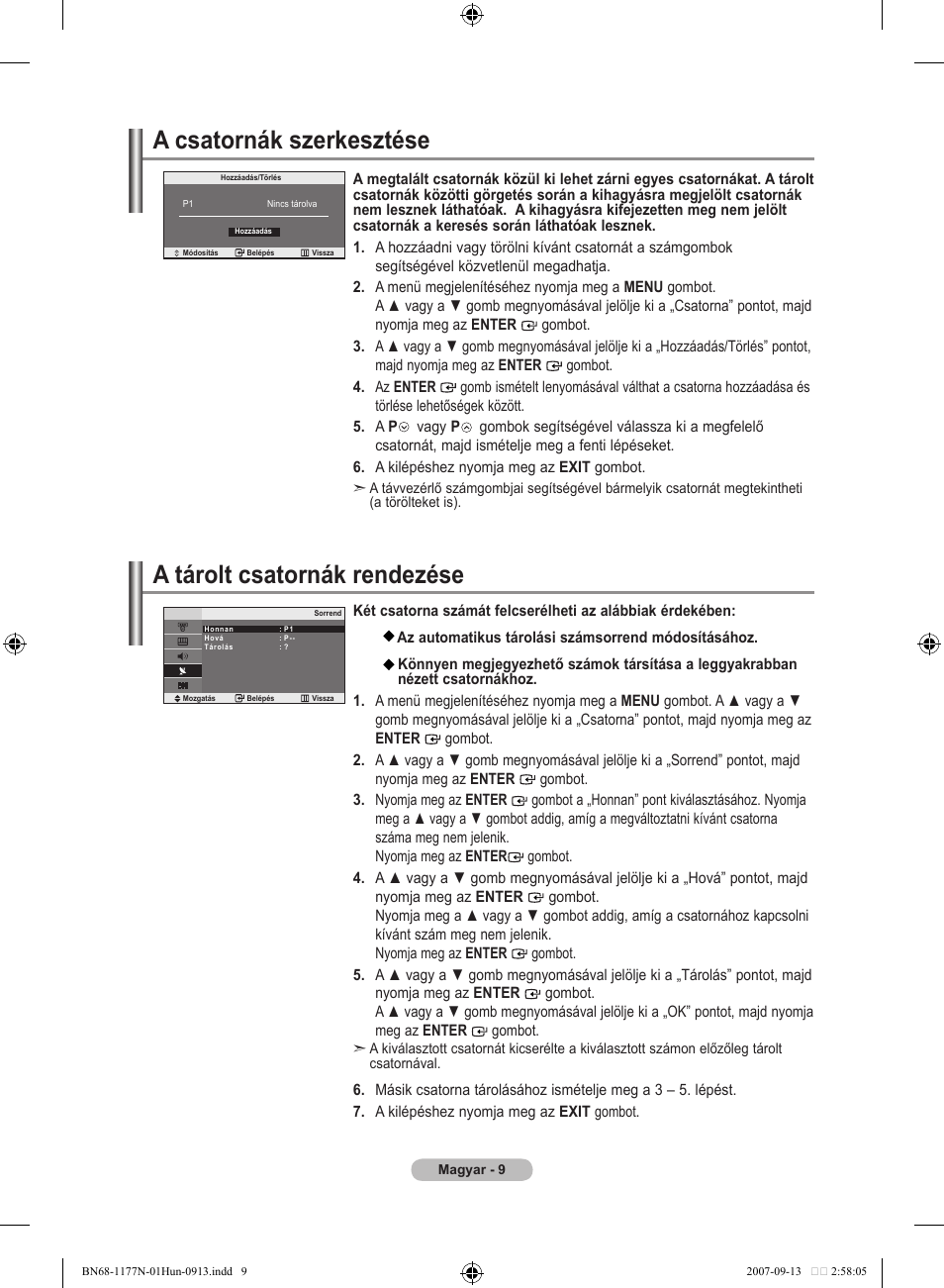 A csatornák szerkesztése, A tárolt csatornák rendezése | Samsung LE20S81B User Manual | Page 167 / 271