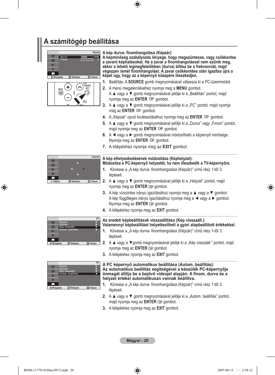 A számítógép beállítása | Samsung LE20S81B User Manual | Page 178 / 271