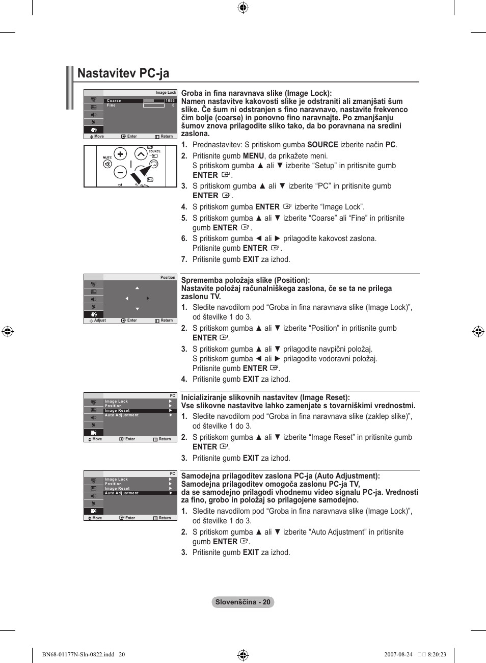 Nastavitev pc-ja | Samsung LE20S81B User Manual | Page 266 / 271