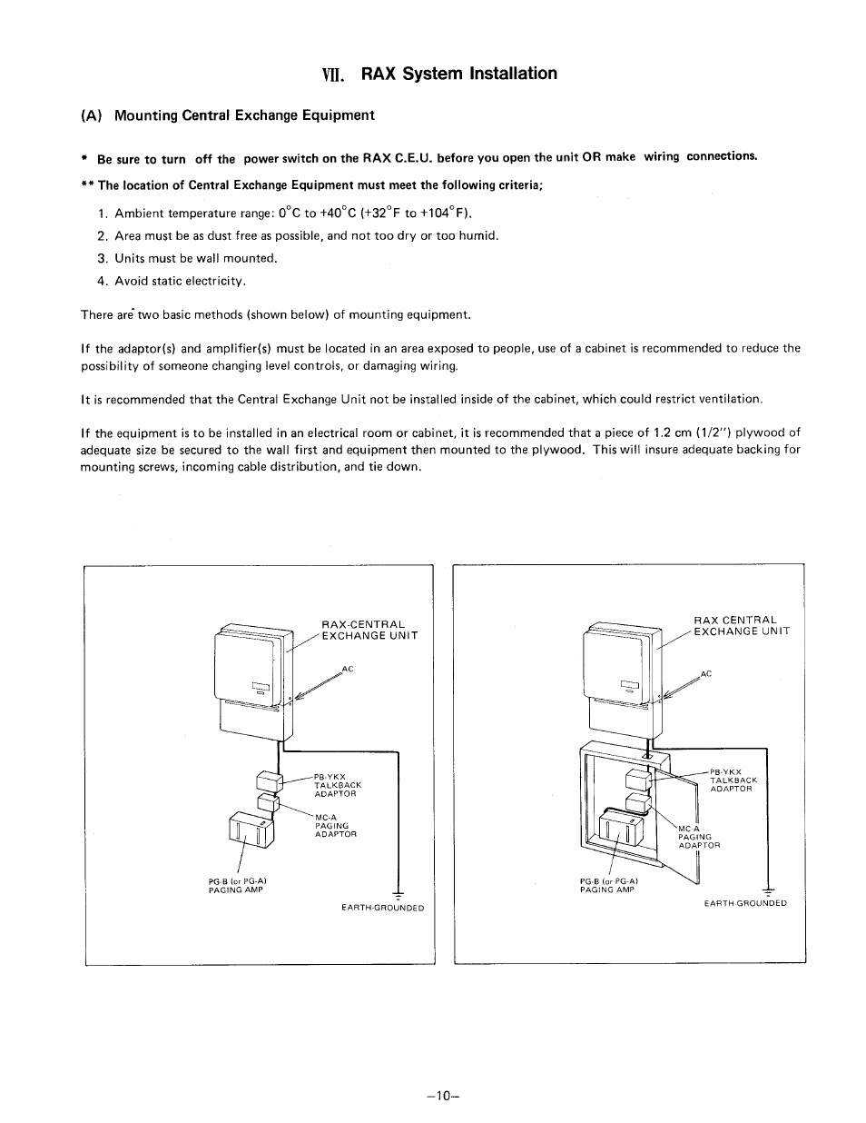 Vii. rax system installation | Aiphone RAX R24/A User Manual | Page 12 / 29