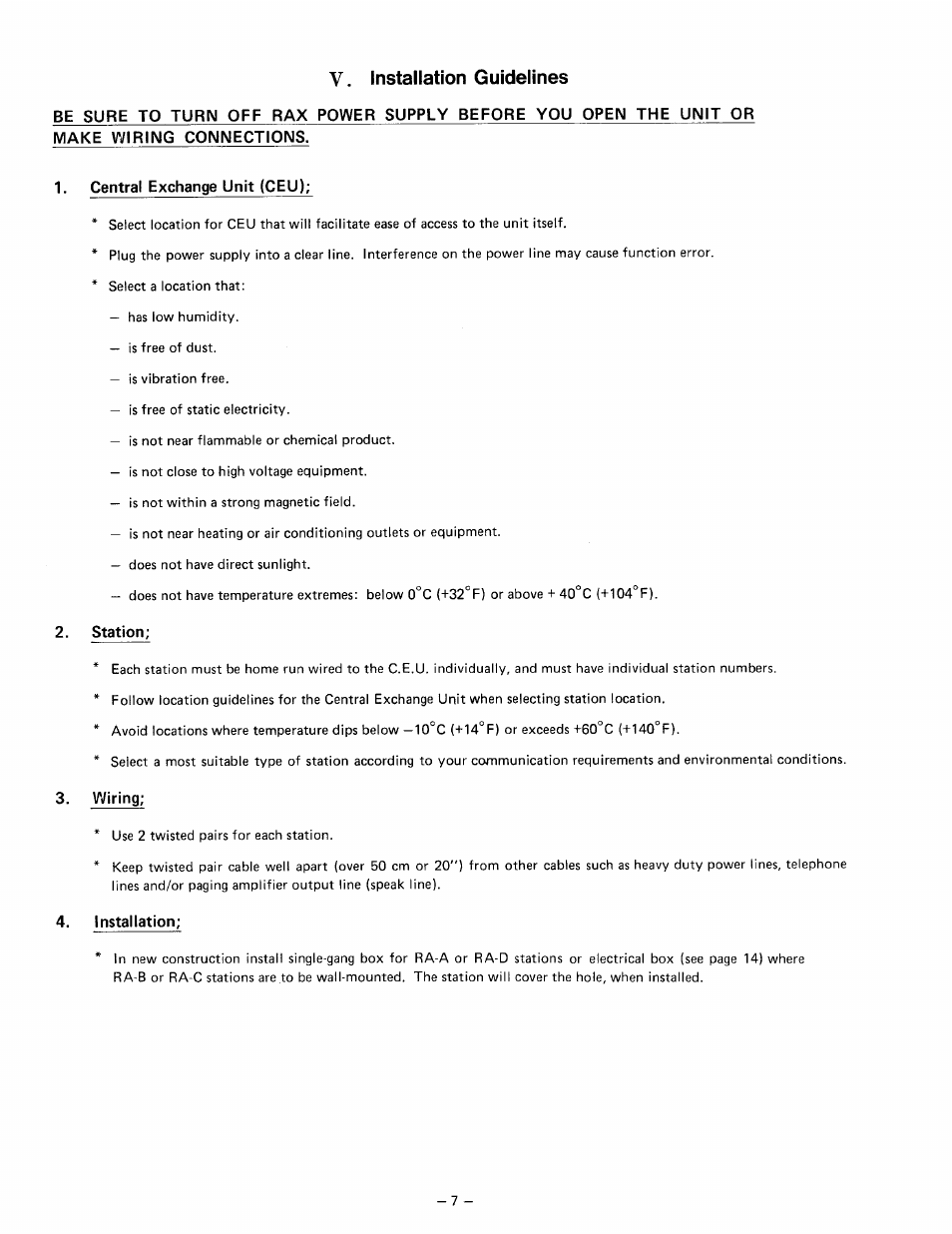 V. installation guidelines | Aiphone RAX R24/A User Manual | Page 9 / 29