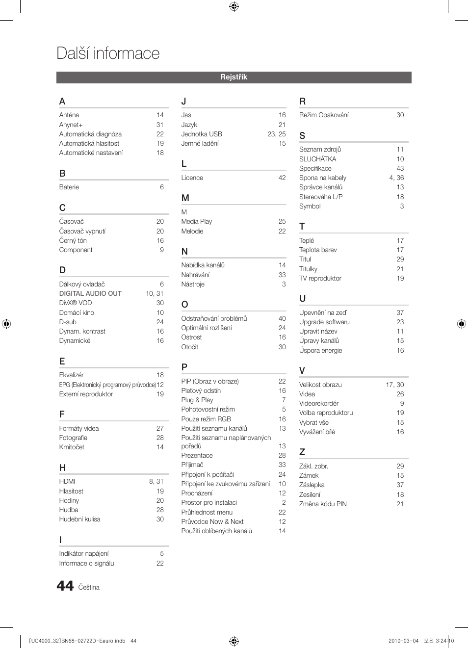 Další informace | Samsung UE32C4000PW User Manual | Page 308 / 441