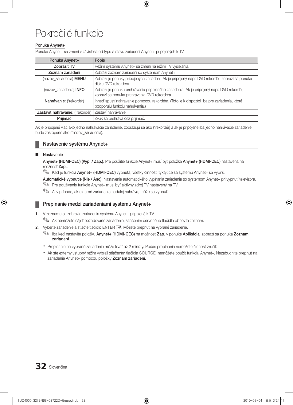 Pokročilé funkcie | Samsung UE32C4000PW User Manual | Page 340 / 441