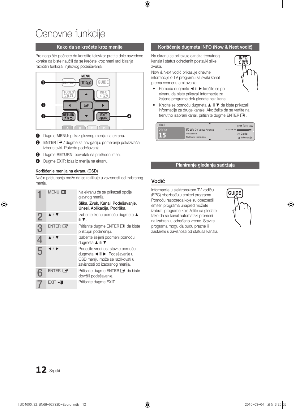 Osnovne funkcije, Vodič | Samsung UE32C4000PW User Manual | Page 408 / 441