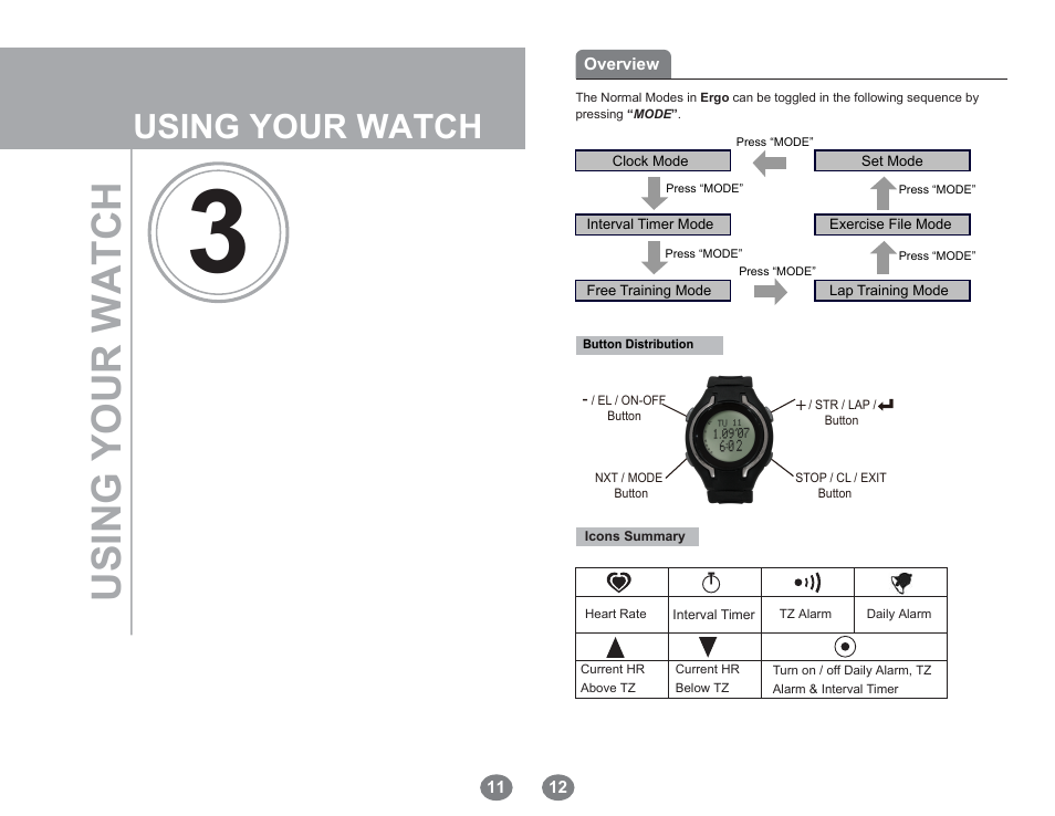 Using your watch | Acumen Ergo Pro User Manual | Page 7 / 17