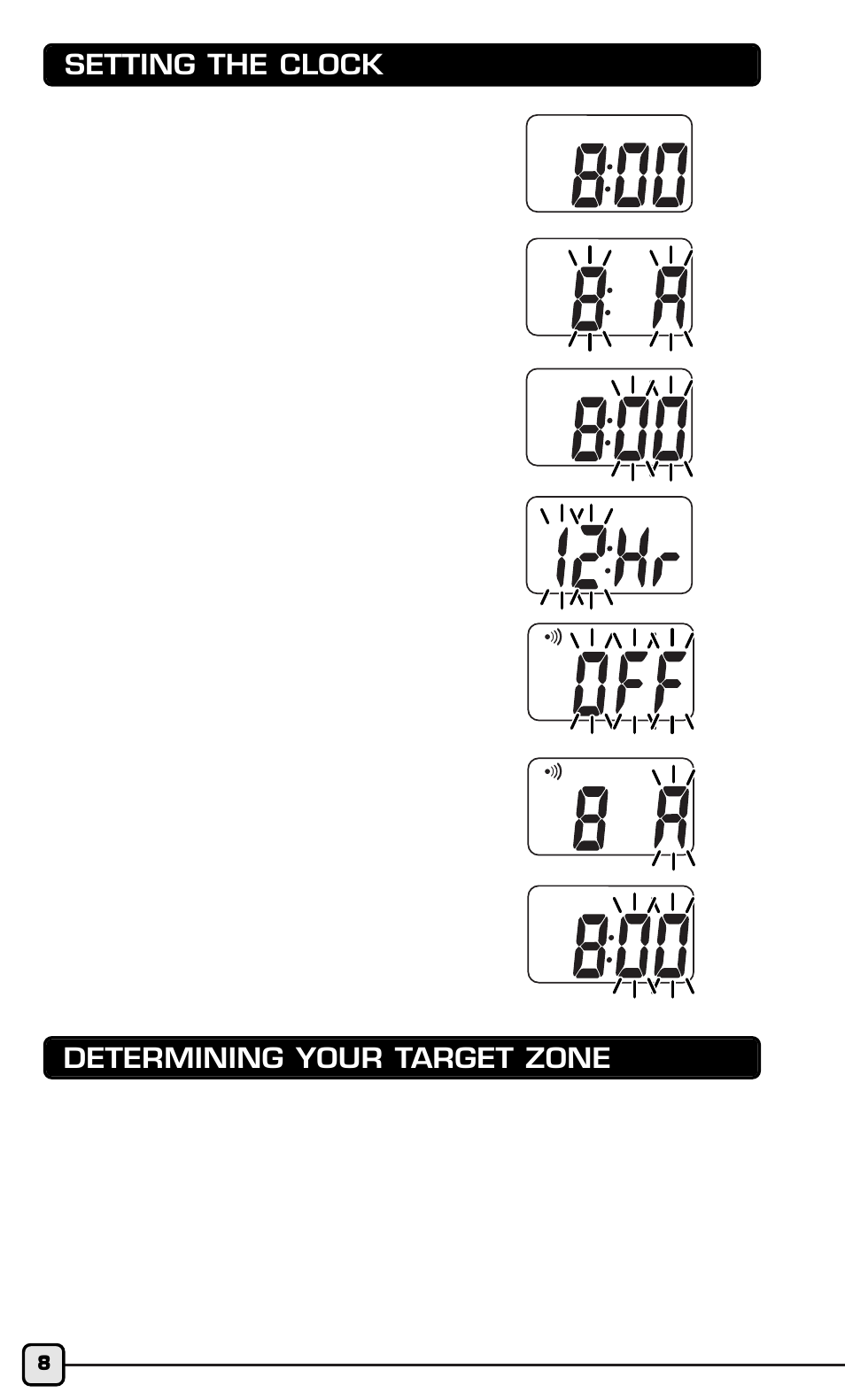 Setting the clock determining your target zone | Acumen HR409 User Manual | Page 6 / 16