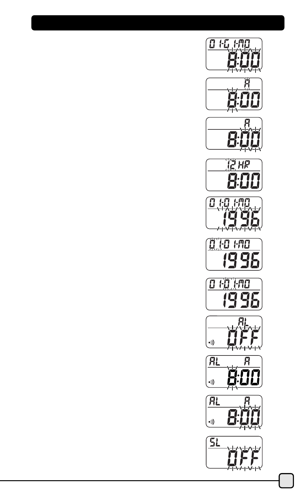 Setting the clock/calendar | Acumen HR427 User Manual | Page 7 / 19
