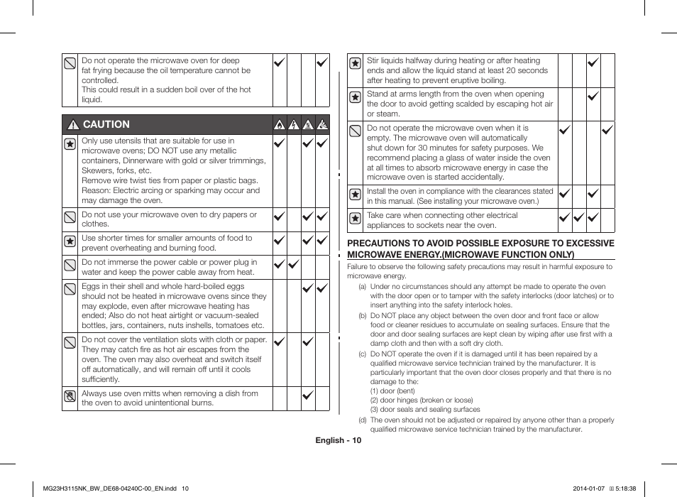 Samsung MG23H3115NW User Manual | Page 10 / 42