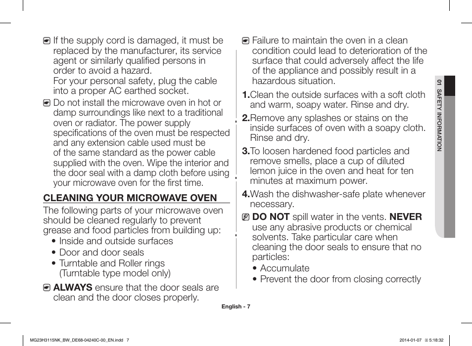 Samsung MG23H3115NW User Manual | Page 7 / 42