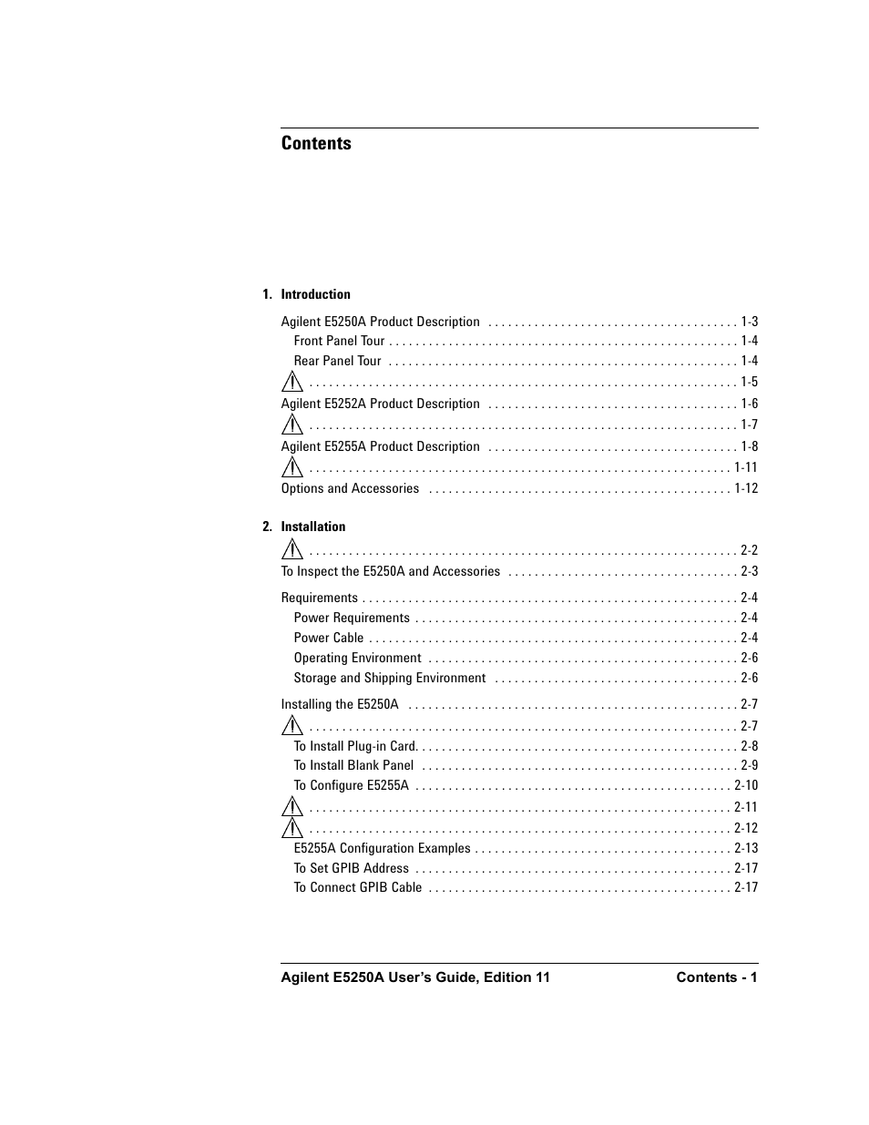 Agilent Technologies Agilent E5250A User Manual | Page 11 / 326