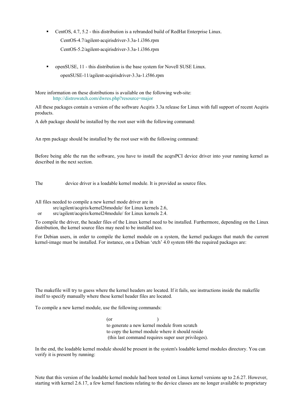 Installing the linux device driver, Compiling the kernel module | Agilent Technologies DP111 User Manual | Page 14 / 59
