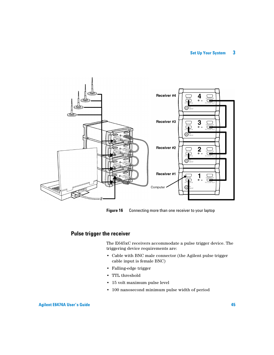 Pulse trigger the receiver | Agilent Technologies Agilent E6474A User Manual | Page 45 / 184