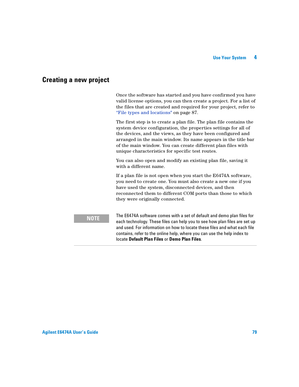 Creating a new project | Agilent Technologies Agilent E6474A User Manual | Page 79 / 184