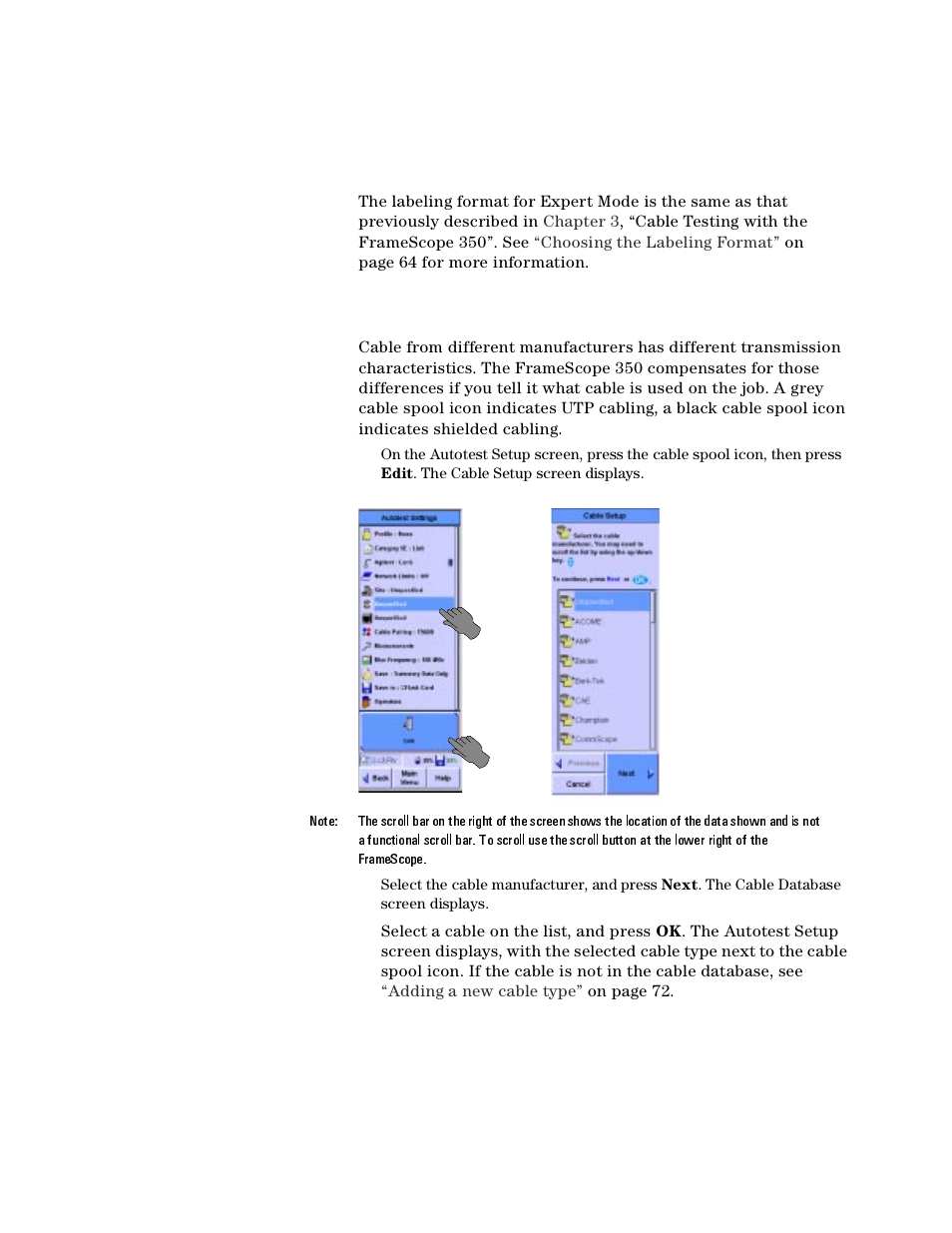 Choosing the labeling format, Choosing the cable type | Agilent Technologies N2610A User Manual | Page 135 / 248