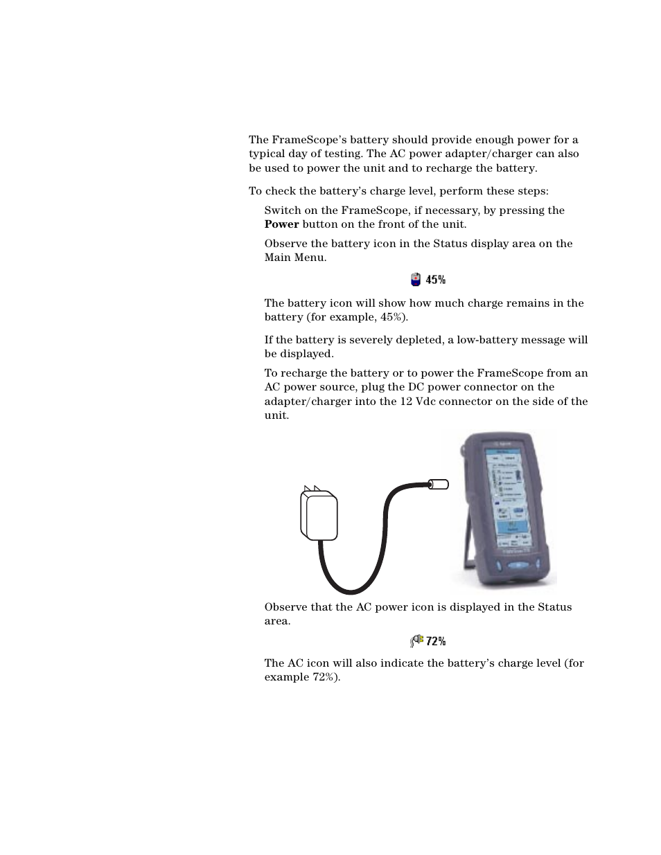 Checking power and charging the battery | Agilent Technologies N2610A User Manual | Page 19 / 248