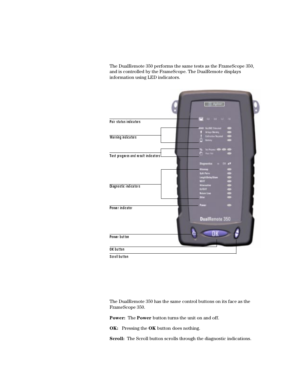 The dualremote 350, Control buttons | Agilent Technologies N2610A User Manual | Page 228 / 248