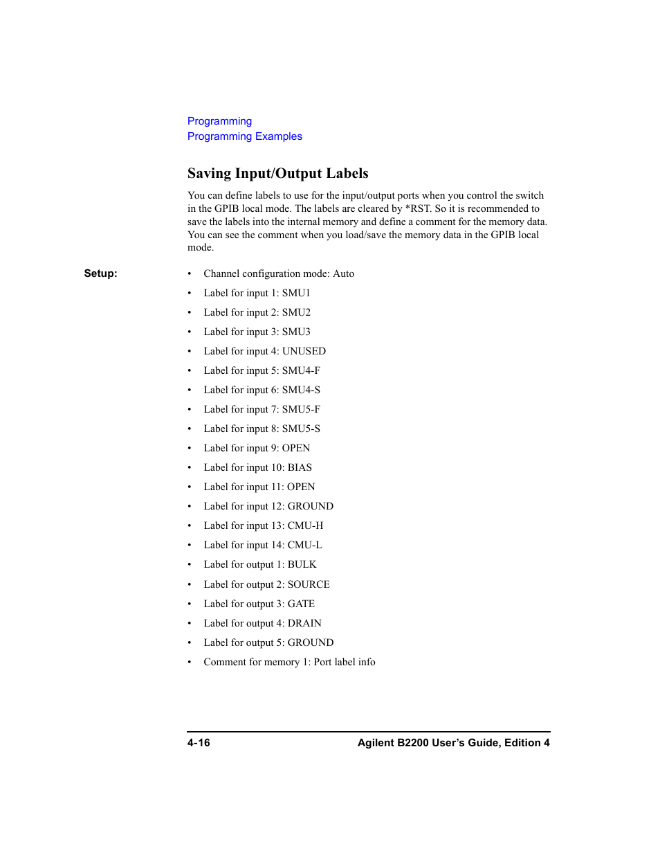 Saving input/output labels | Agilent Technologies Agilent B2201A User Manual | Page 116 / 230