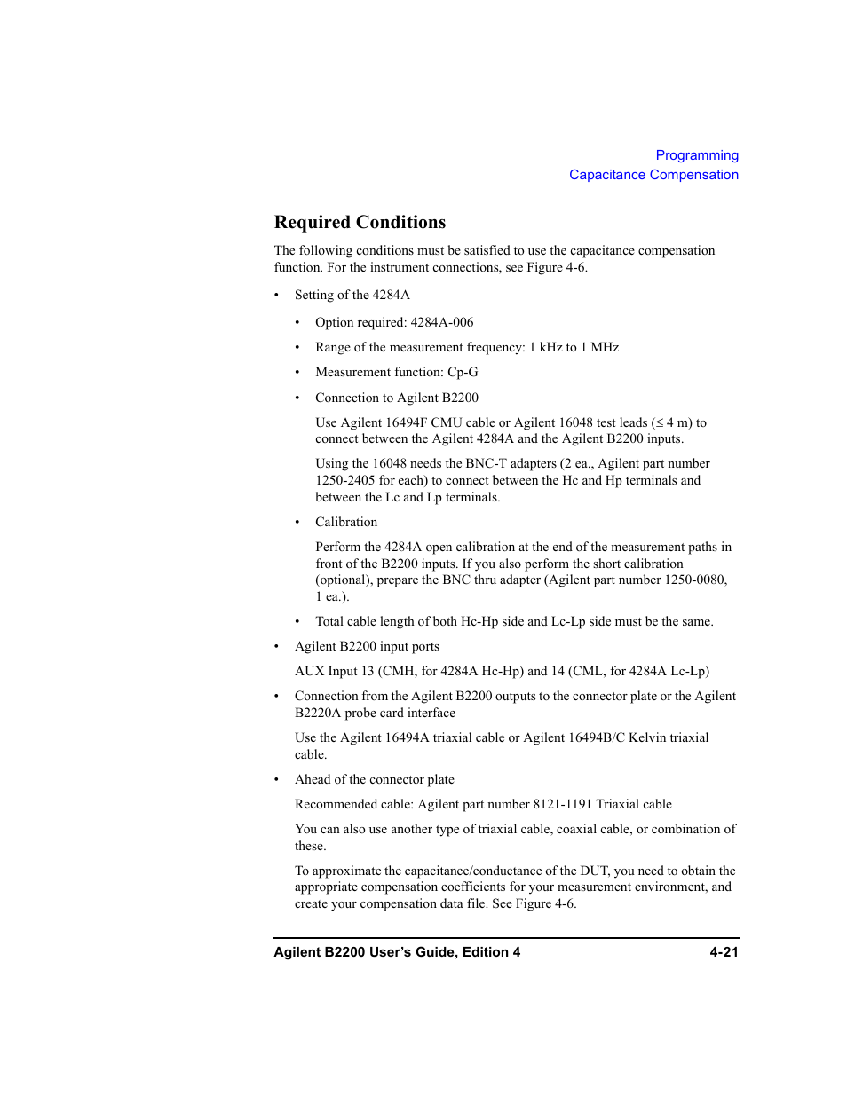 Required conditions | Agilent Technologies Agilent B2201A User Manual | Page 121 / 230