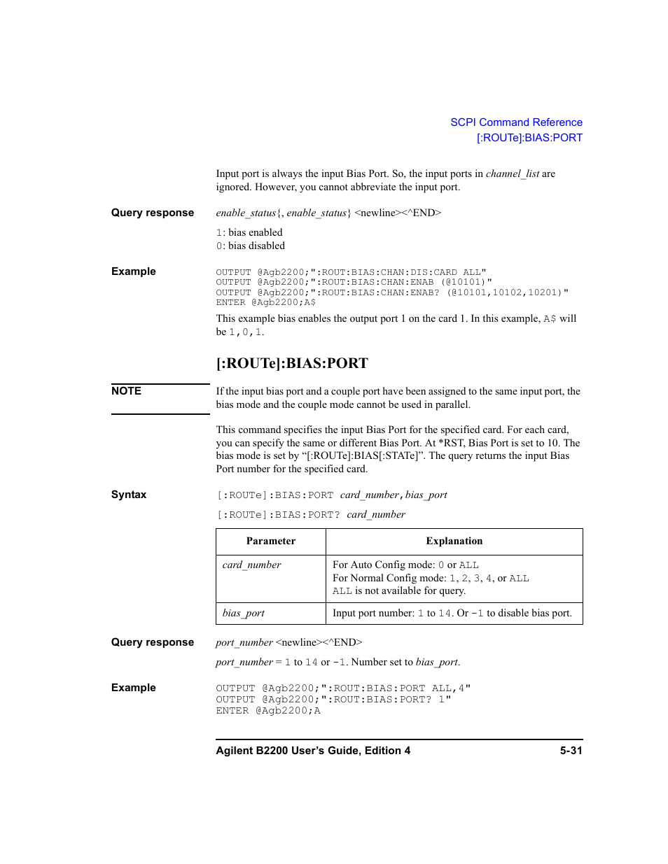 Route]:bias:port | Agilent Technologies Agilent B2201A User Manual | Page 159 / 230