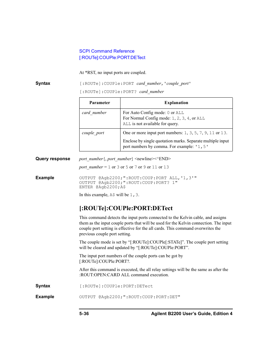 Route]:couple:port:detect | Agilent Technologies Agilent B2201A User Manual | Page 164 / 230