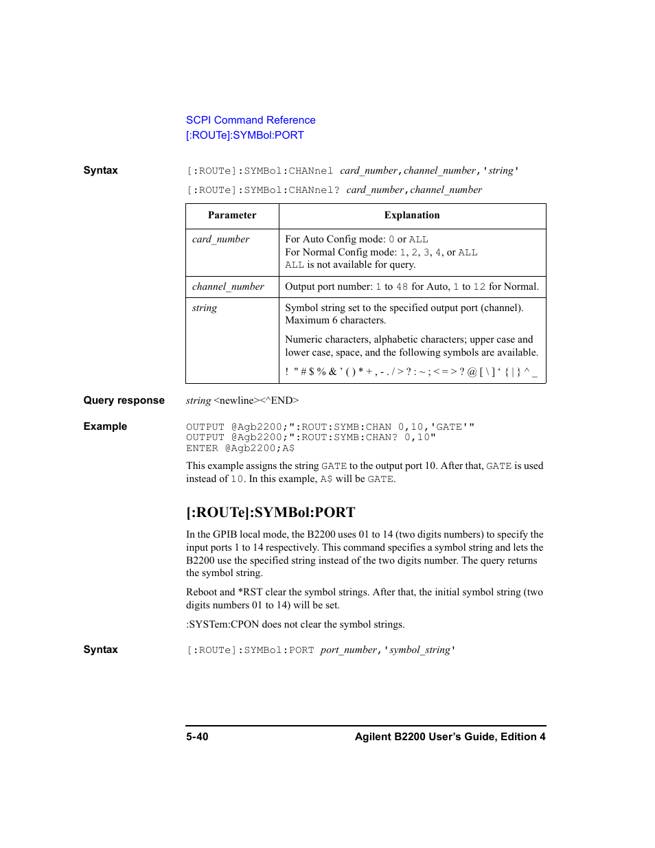 Route]:symbol:port | Agilent Technologies Agilent B2201A User Manual | Page 168 / 230