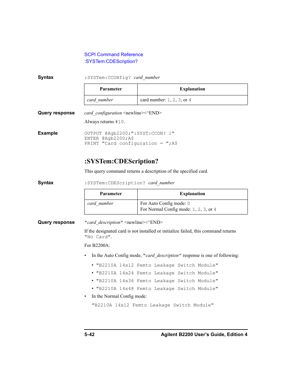 System:cdescription | Agilent Technologies Agilent B2201A User Manual | Page 170 / 230