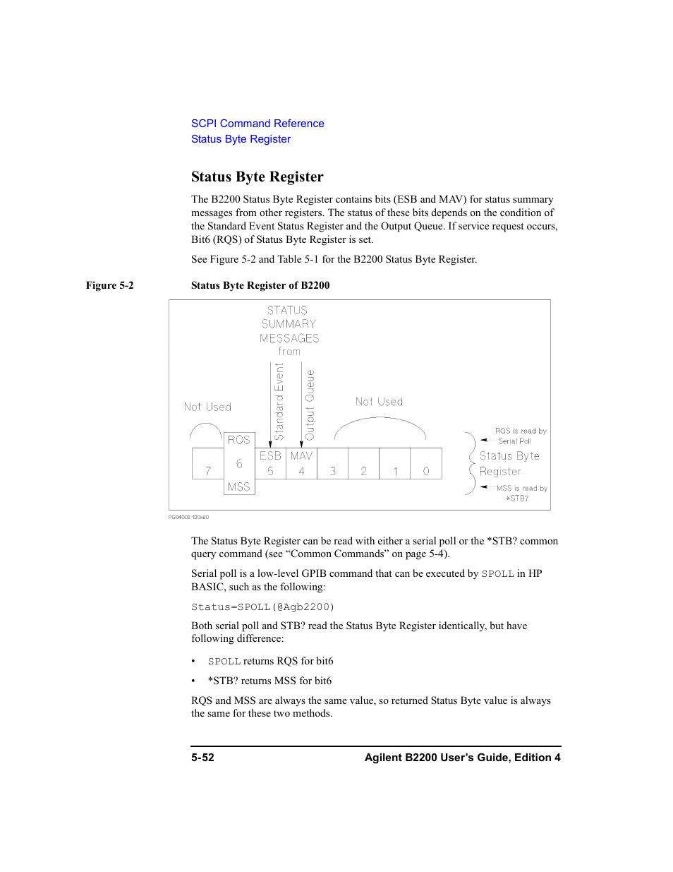 Status byte register | Agilent Technologies Agilent B2201A User Manual | Page 180 / 230