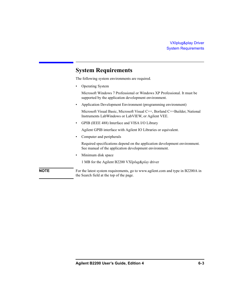 System requirements | Agilent Technologies Agilent B2201A User Manual | Page 189 / 230