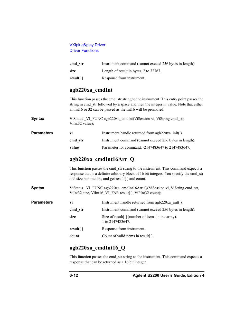 Agb220xa_cmdint, Agb220xa_cmdint16arr_q, Agb220xa_cmdint16_q | Agilent Technologies Agilent B2201A User Manual | Page 198 / 230