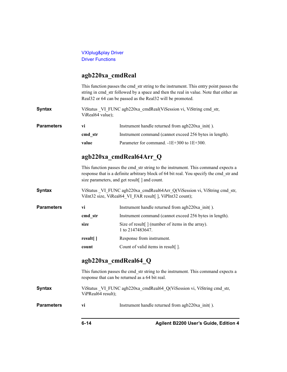 Agb220xa_cmdreal, Agb220xa_cmdreal64arr_q, Agb220xa_cmdreal64_q | Agilent Technologies Agilent B2201A User Manual | Page 200 / 230