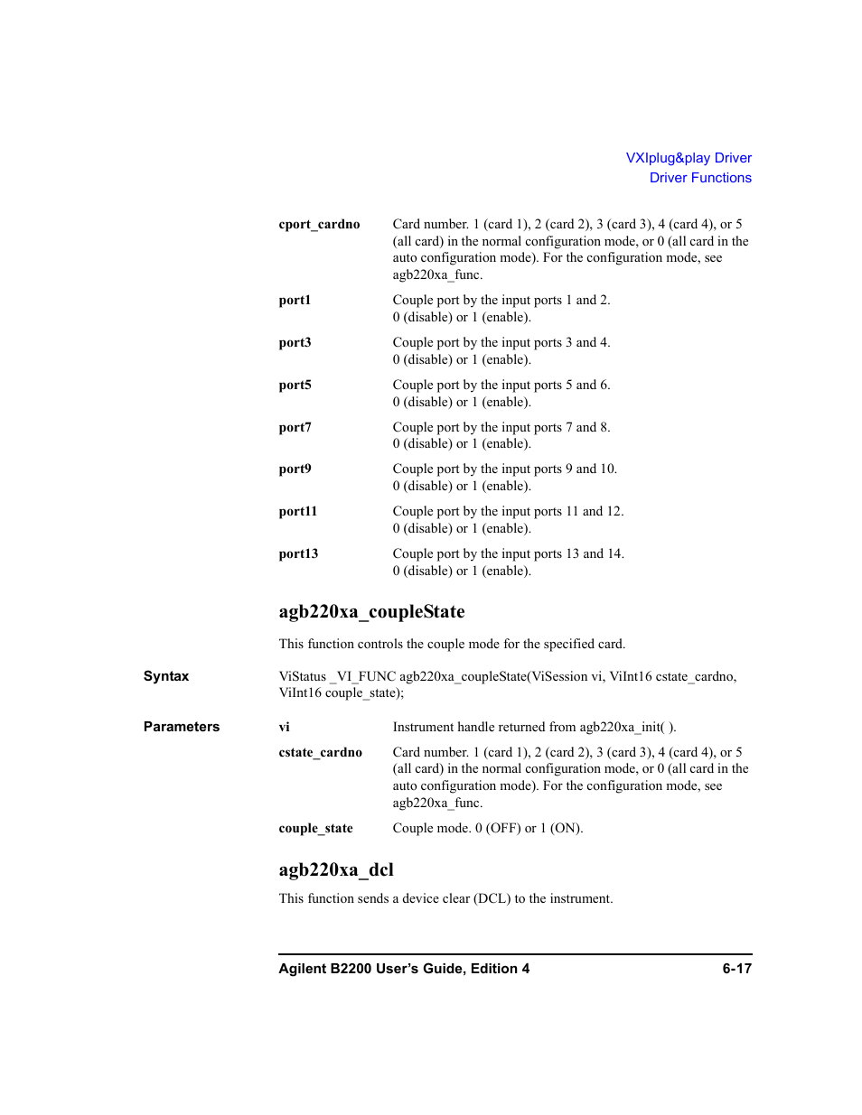 Agb220xa_couplestate, Agb220xa_dcl, The agb220xa_couplestate fu | Agilent Technologies Agilent B2201A User Manual | Page 203 / 230