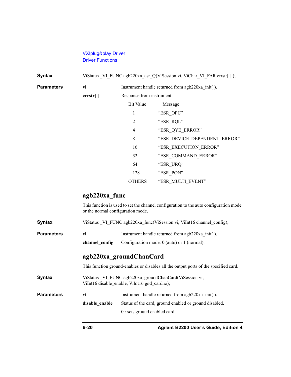 Agb220xa_func, Agb220xa_groundchancard | Agilent Technologies Agilent B2201A User Manual | Page 206 / 230