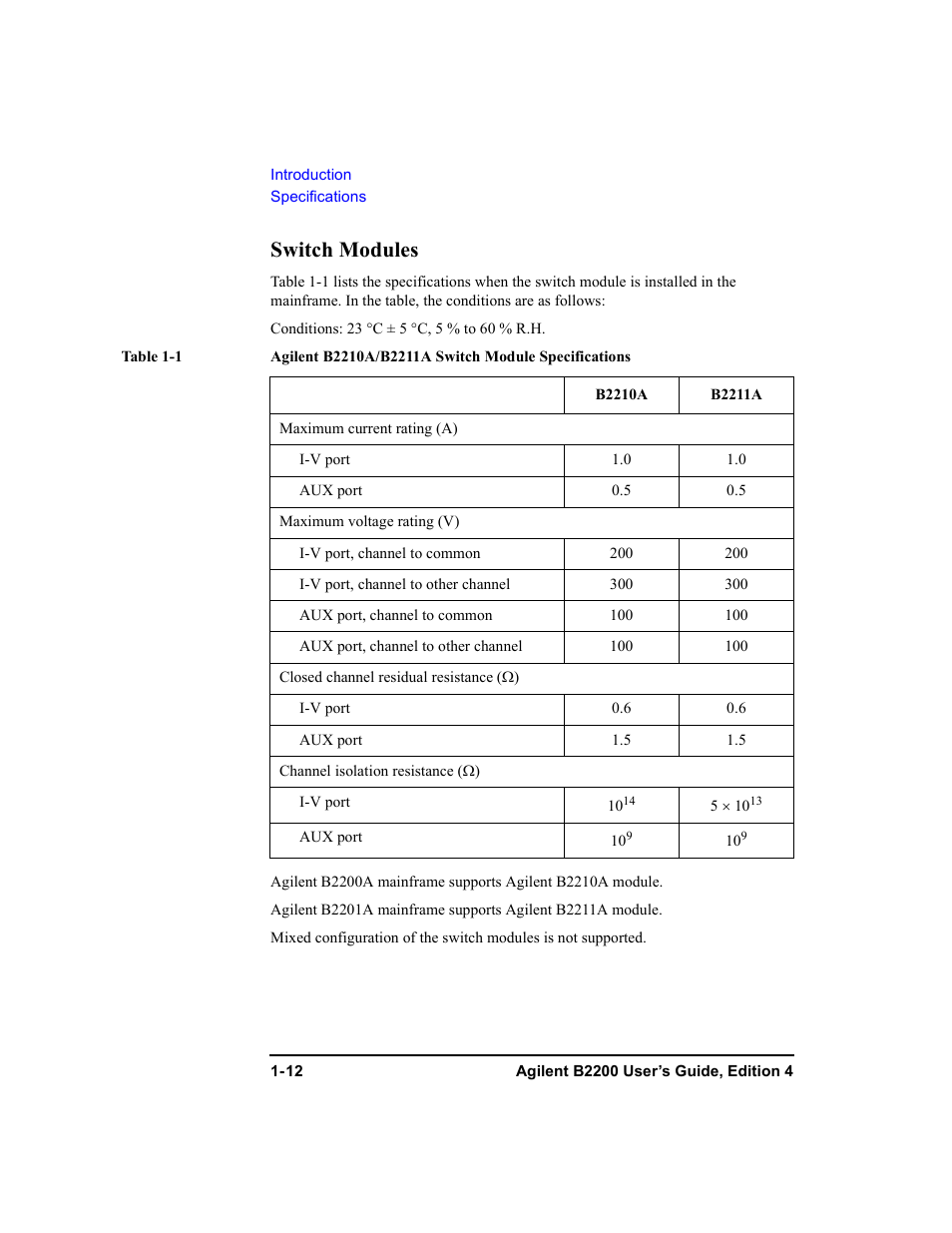 Switch modules | Agilent Technologies Agilent B2201A User Manual | Page 30 / 230