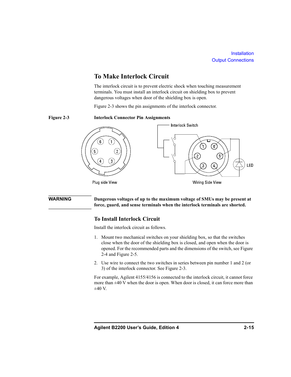 To make interlock circuit | Agilent Technologies Agilent B2201A User Manual | Page 51 / 230