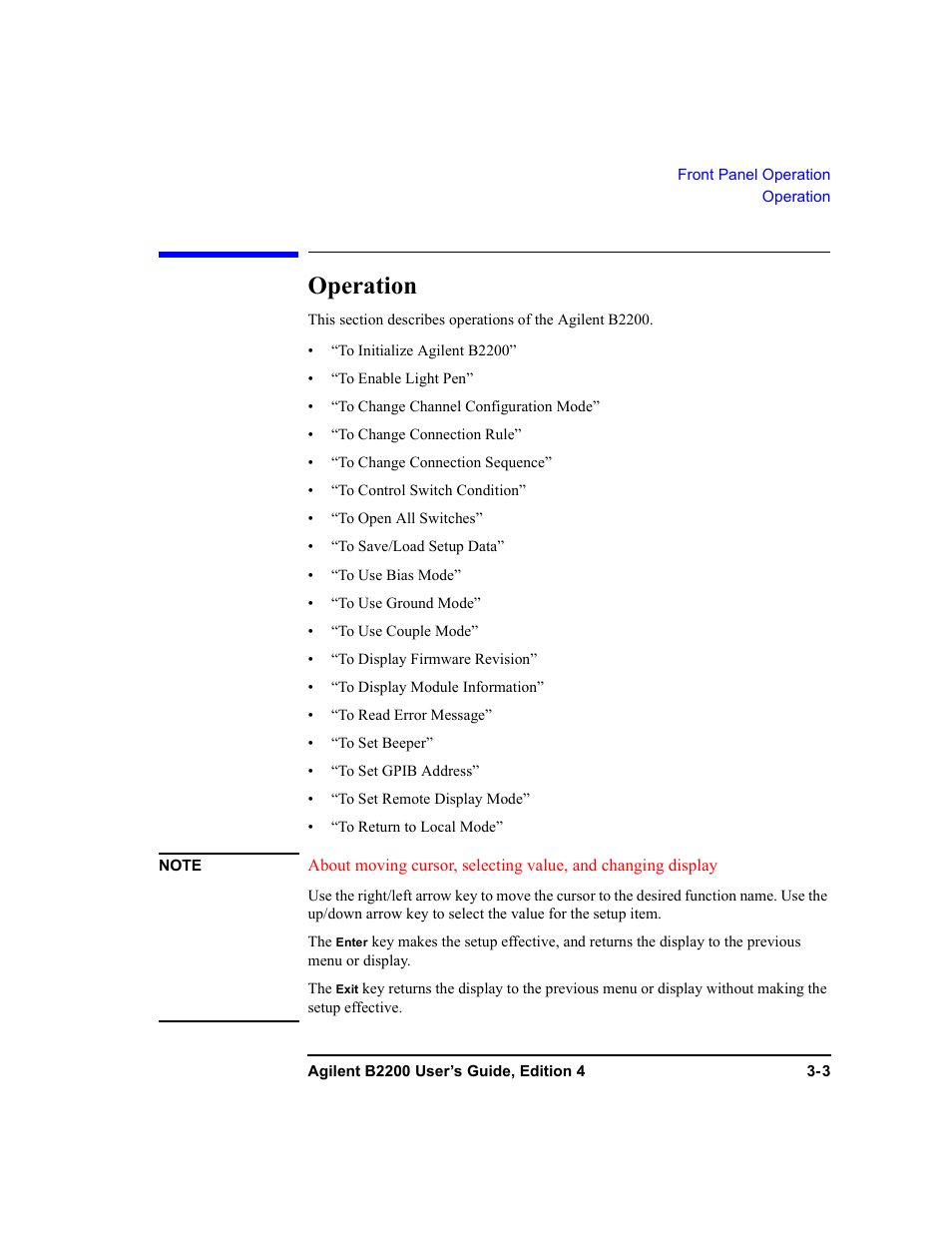 Operation | Agilent Technologies Agilent B2201A User Manual | Page 65 / 230