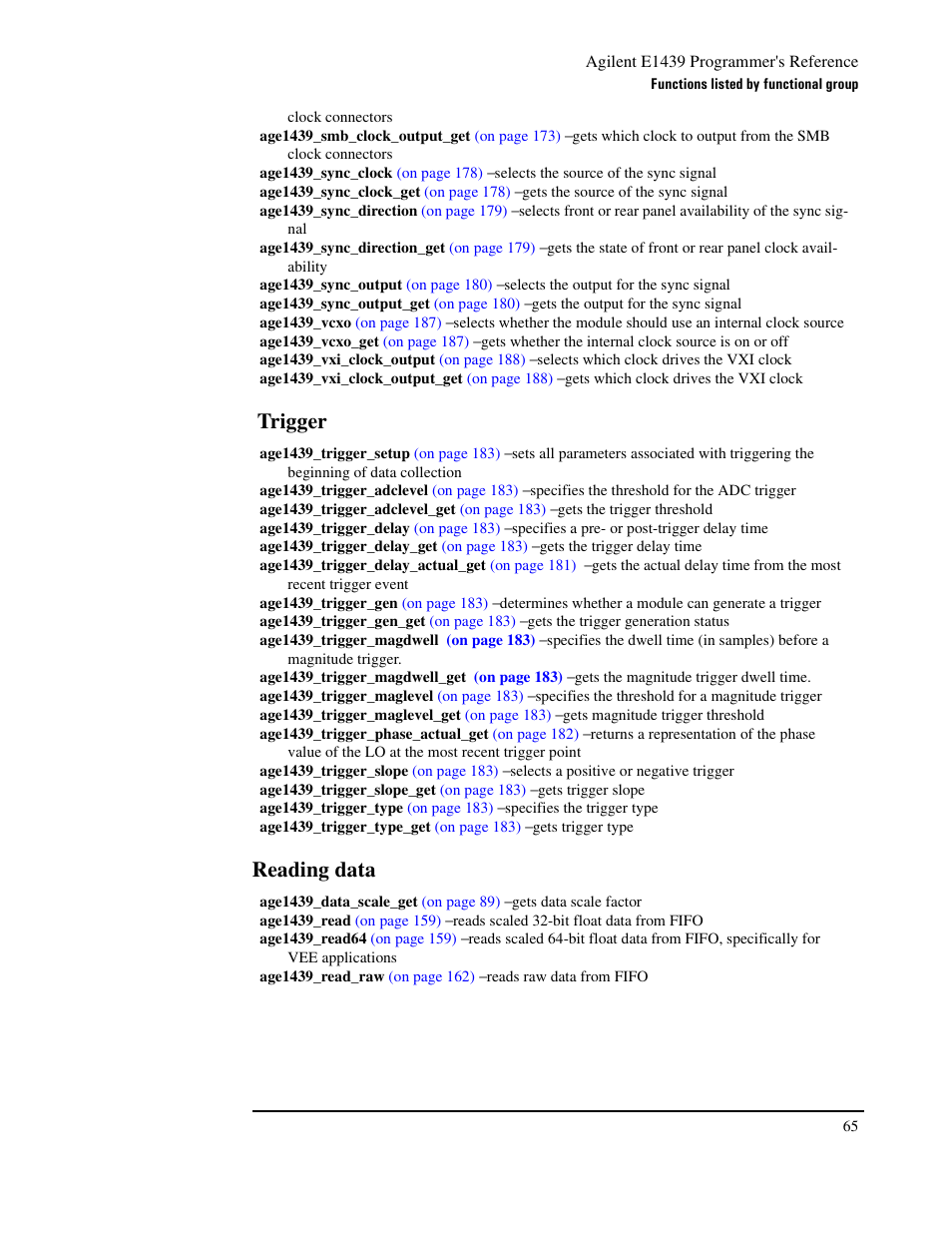 Trigger, Reading data | Agilent Technologies VXI E1439 User Manual | Page 75 / 246