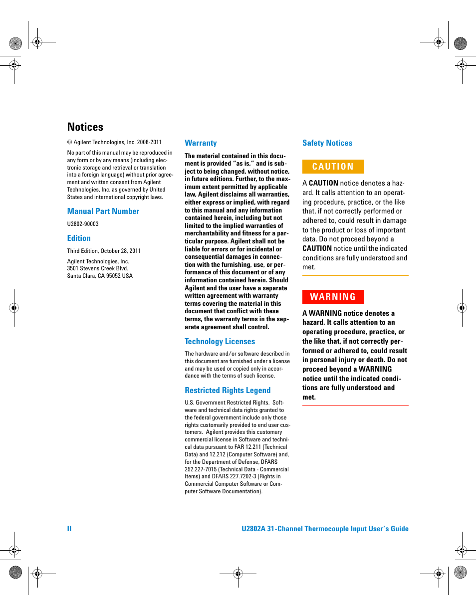 Notices | Agilent Technologies U2802A User Manual | Page 2 / 67