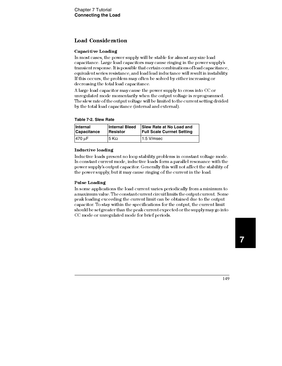 Load consideration, Capacitive loading, Inductive loading | Pulse loading, Load consideration 149 | Agilent Technologies E3632A User Manual | Page 152 / 172