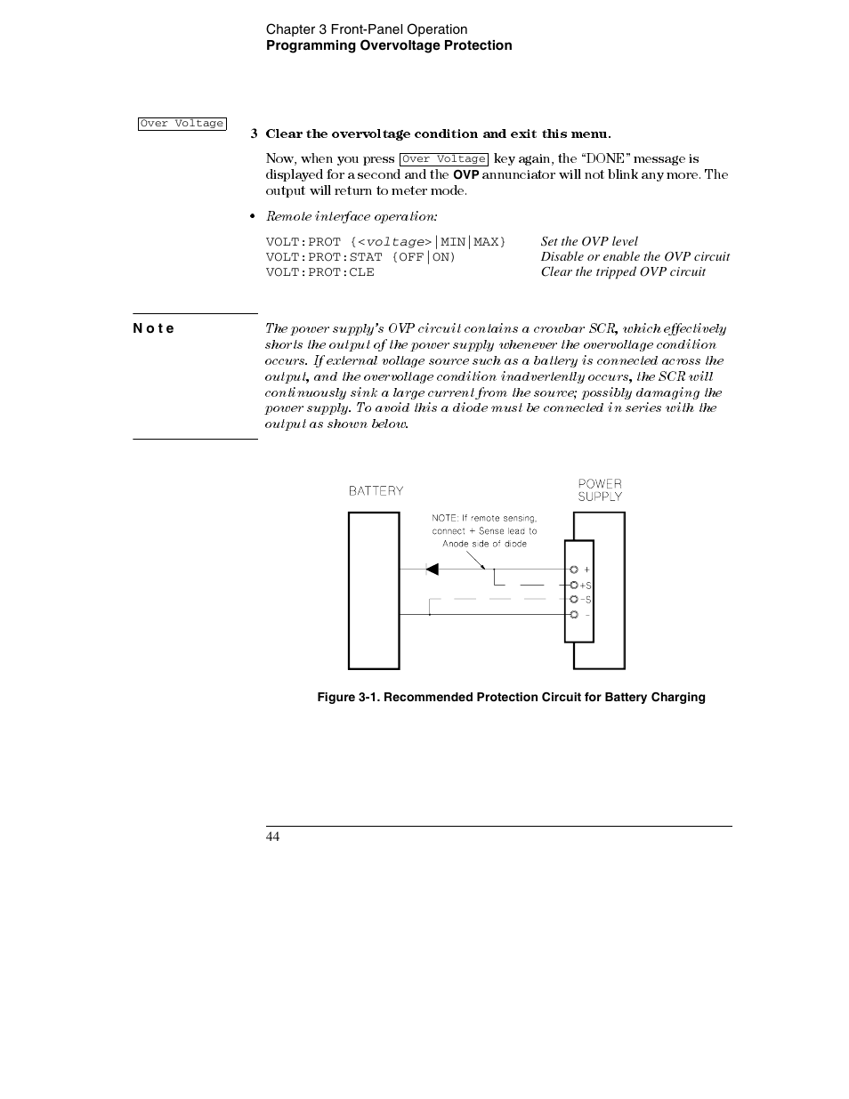 Note, Remote interface operation | Agilent Technologies E3632A User Manual | Page 46 / 172