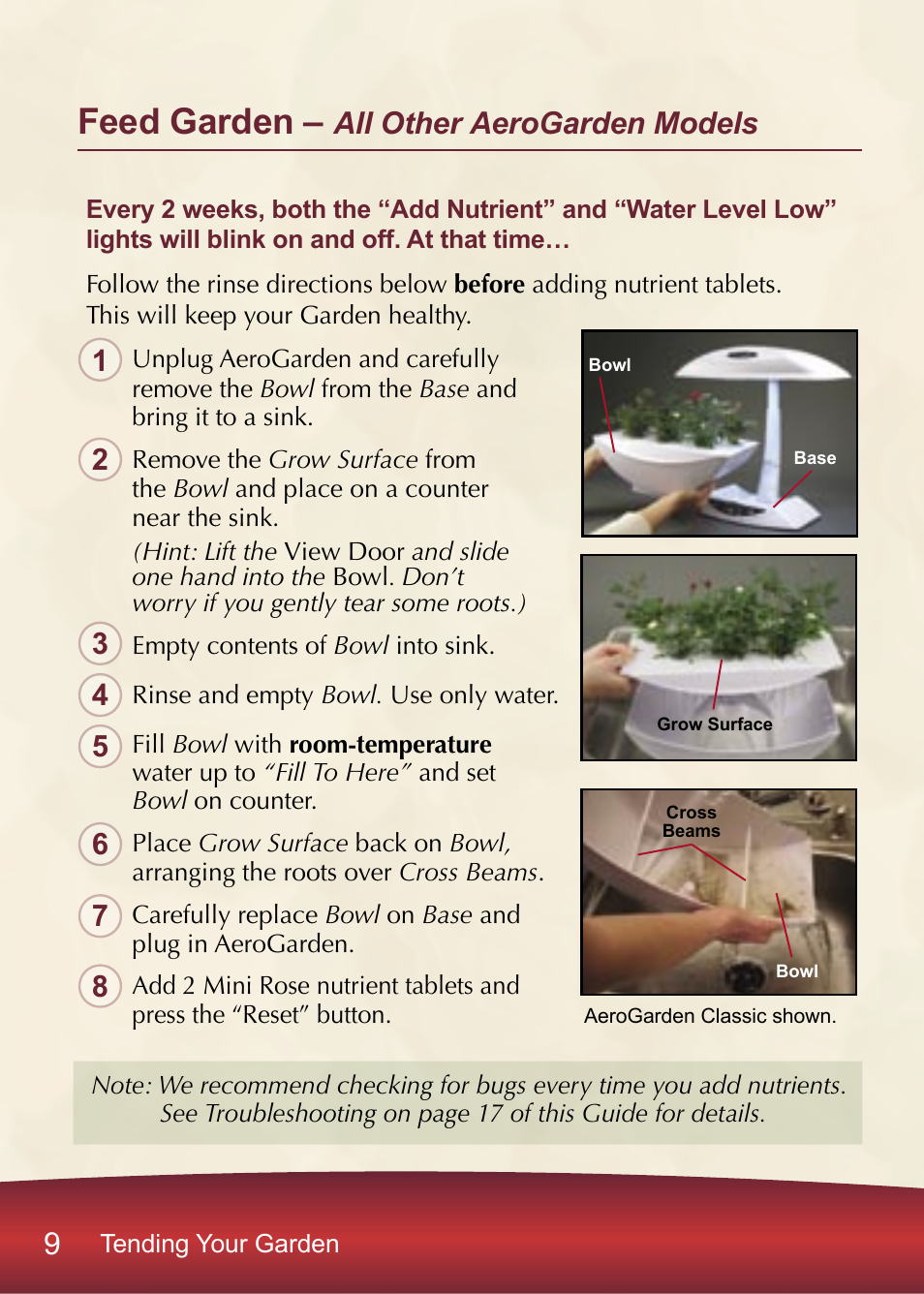 Feed garden, All other aerogarden models | AeroGarden PRO100 User Manual | Page 10 / 24