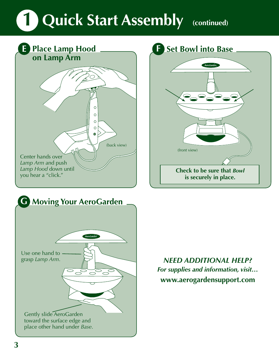 Quick start assembly | AeroGarden 200629 User Manual | Page 4 / 16