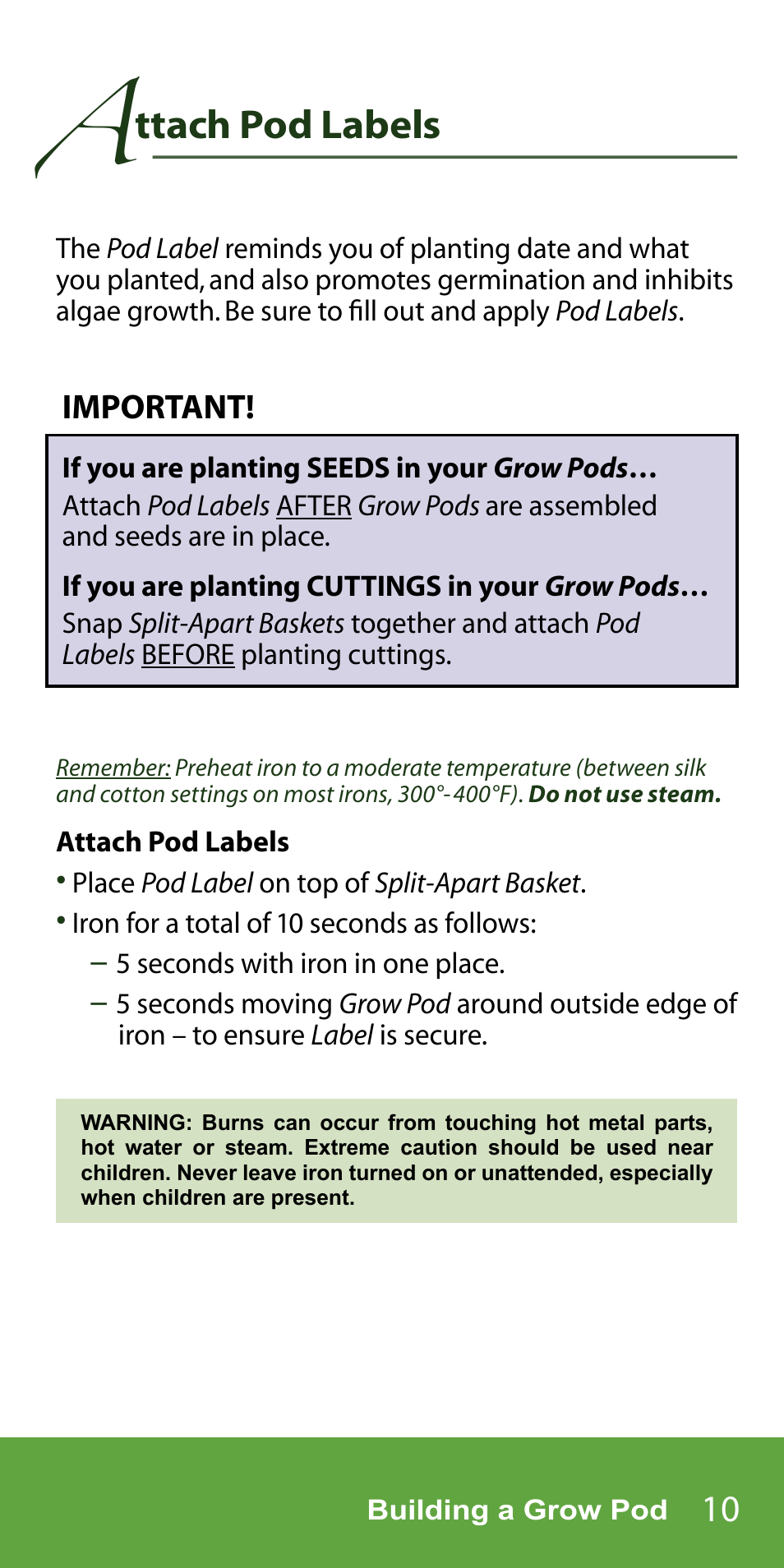 Ttach pod labels | AeroGarden 7-Pod User Manual | Page 11 / 32
