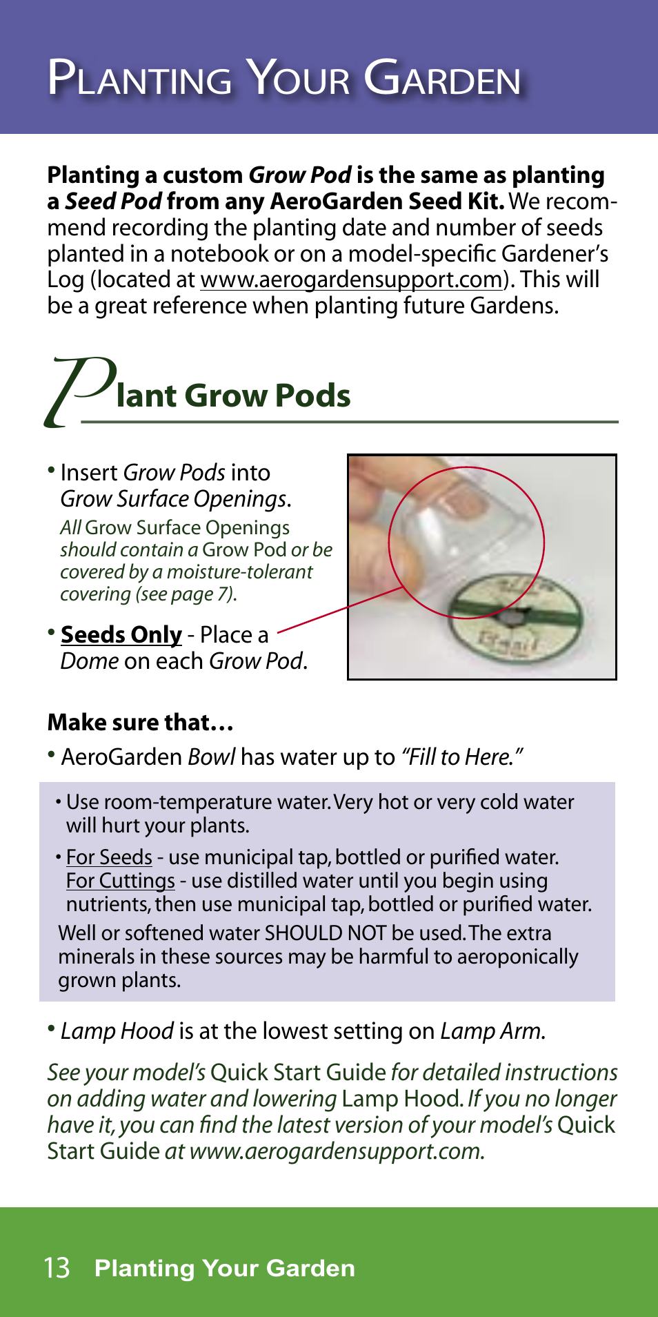 Lanting, Arden, Lant grow pods | AeroGarden 7-Pod User Manual | Page 14 / 32